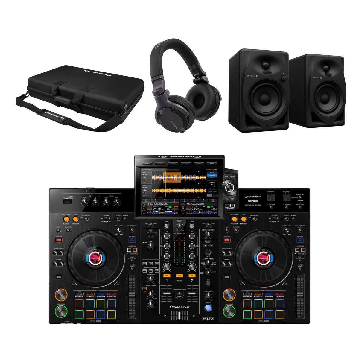 Pioneer DJ XDJ-R with Speakers Headphones Case Bundle