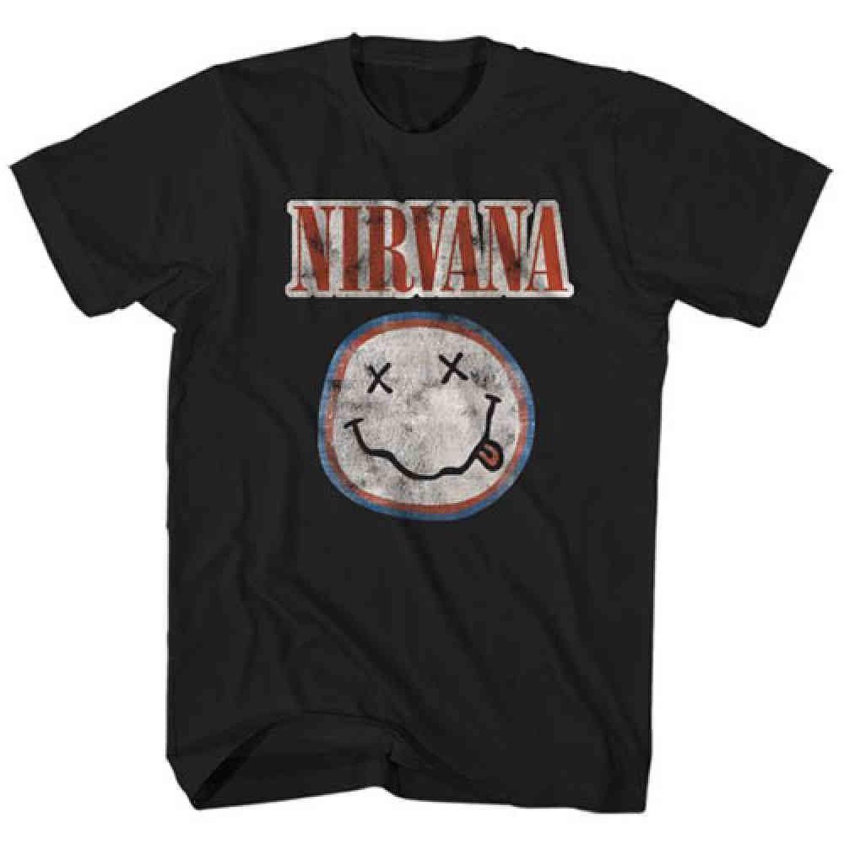 Nirvana Distressed Logo – Black – Large T-Shirts