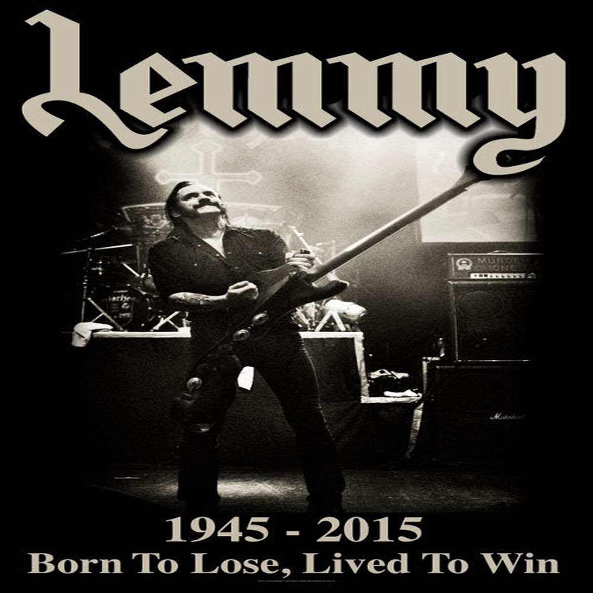Motorhead (Lemmy) - Premium Textile Poster Flag (Lived To Win) 104cm x 66cm
