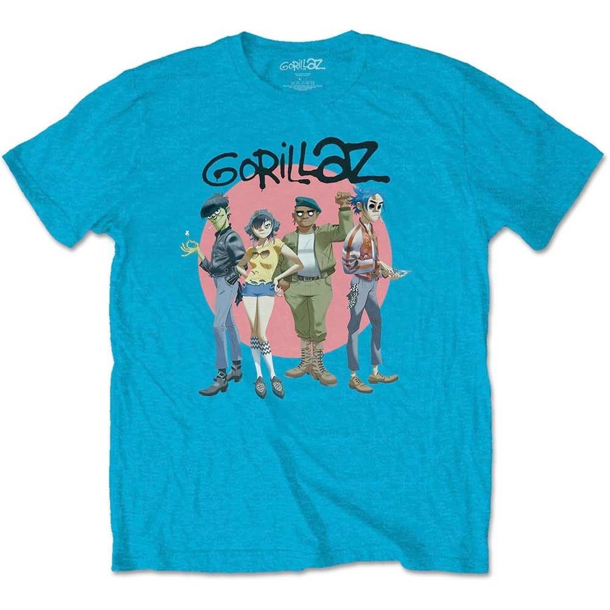 Gorillaz Group Circle Rise Blue - Large T-Shirts