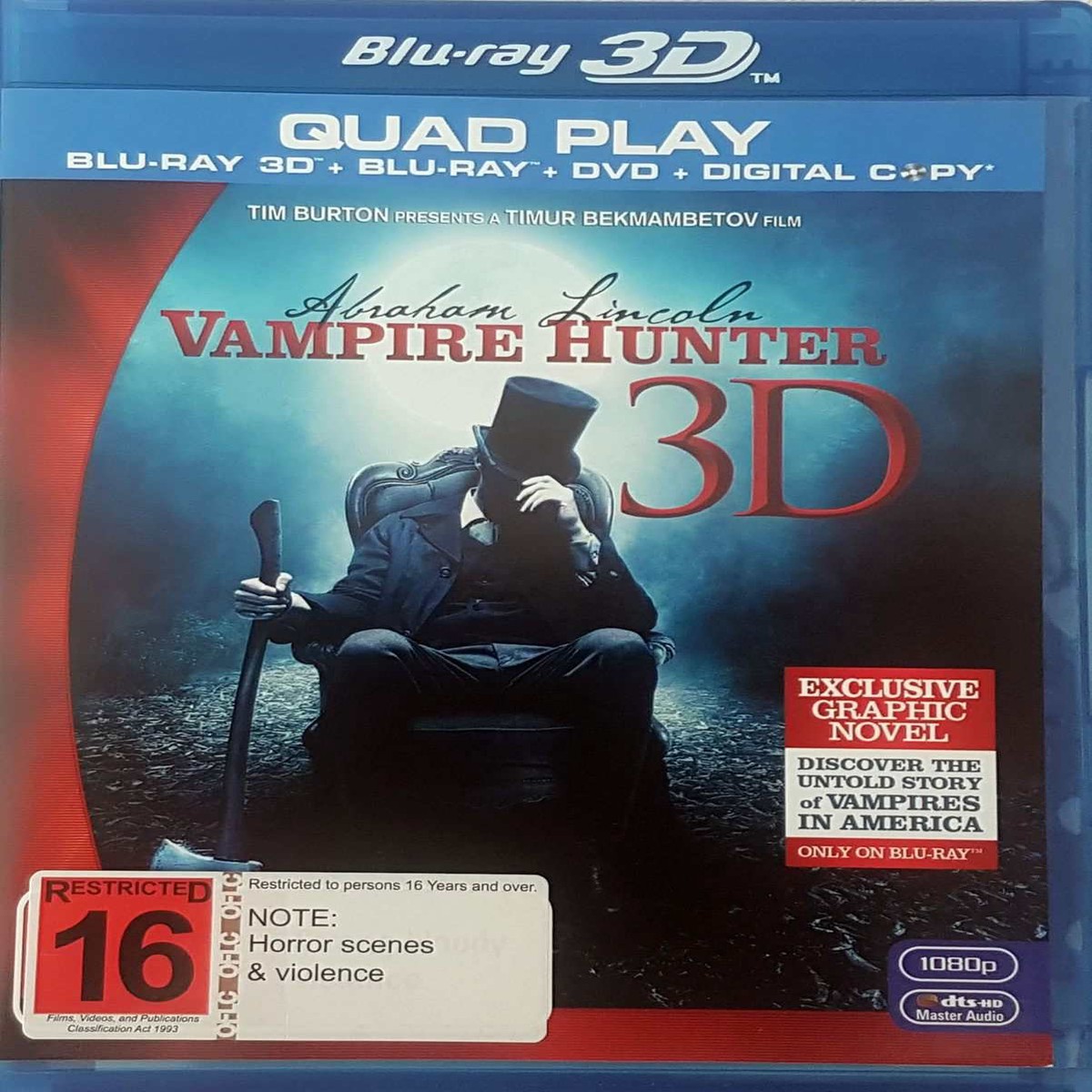 Abraham Lincoln Vampire Hunter 3D 2D (Blu Ray) DVD - 2012