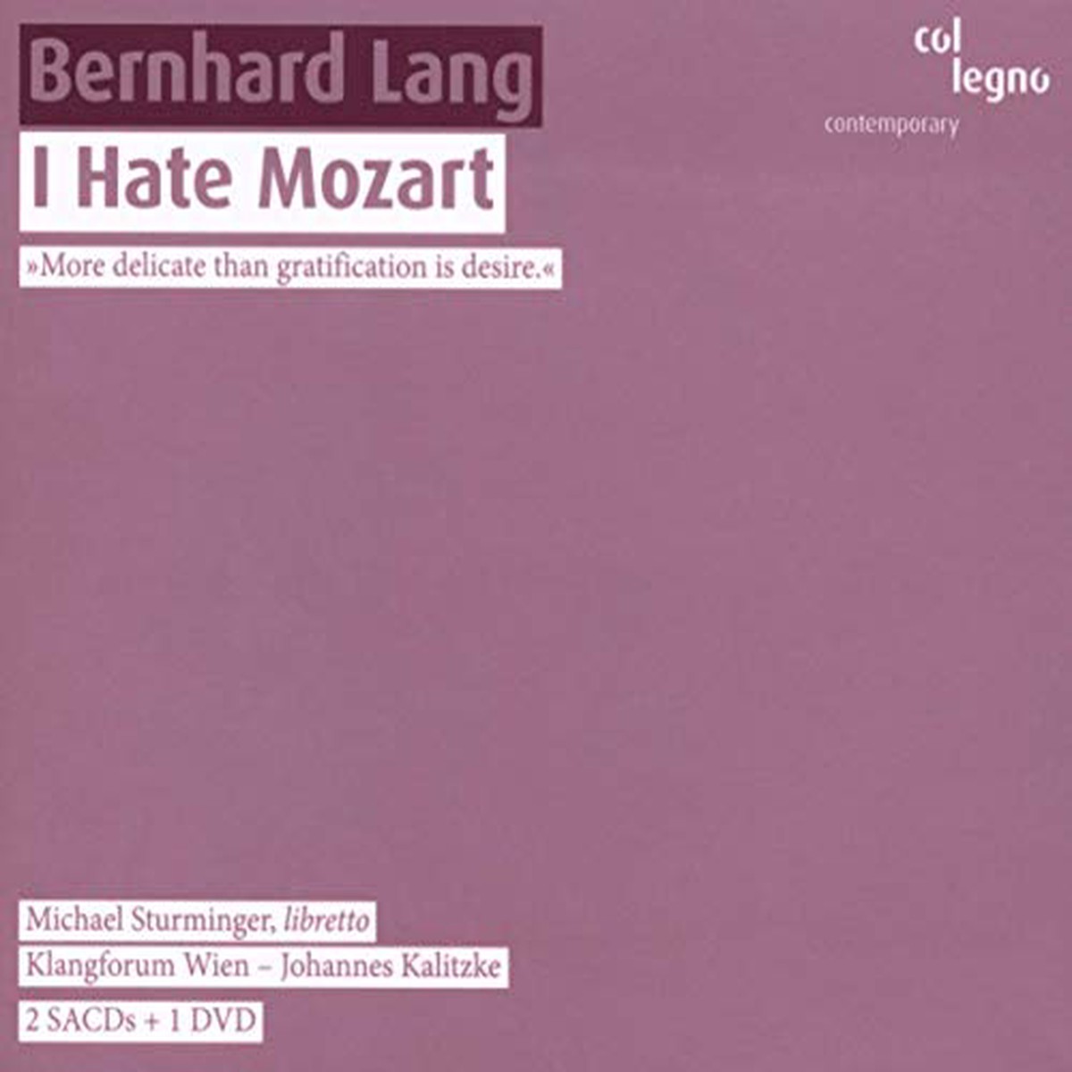 Various - Bernhard Lang - I Hate Mozart 2 SACDs DVD CD